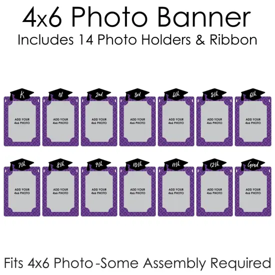 Big Dot of Happiness Purple Grad - Best is Yet to Come - DIY Purple Graduation Party Decor - K-12 School Picture Display - Photo Banner {6}
