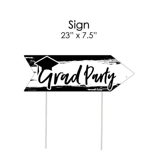 Big Dot of Happiness Arrow Black and White Graduation Party Direction Signs - Double Sided Outdoor Yard Signs - Set of 6 {7}