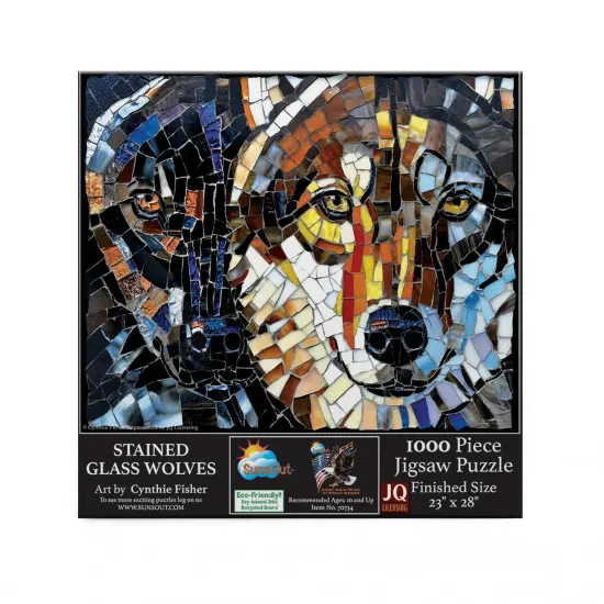 Sunsout Stained Glass Wolves 1000 pc Jigsaw Puzzle 70734 {4}