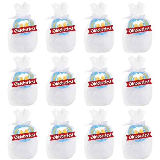 Big Dot of Happiness Oktoberfest - Beer Festival Clear Goodie Favor Bags - Treat Bags With Tags - Set of 12 {7}