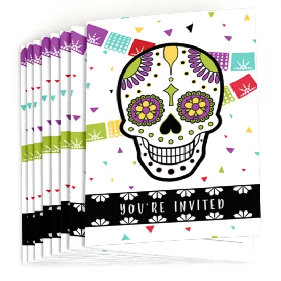 Big Dot of Happiness Day of the Dead - Fill-in Sugar Skull Party Invitations (8 count) {3}