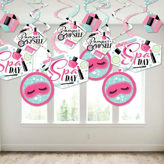 Big Dot of Happiness Spa Day - Girls Makeup Party Hanging Decor - Party Decoration Swirls - Set of 40 {4}