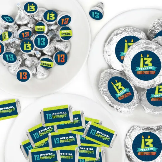 Big Dot of Happiness Boy 13th Birthday - Official Teenager Birthday Party Candy Favor Sticker Kit - 304 Pieces {1}