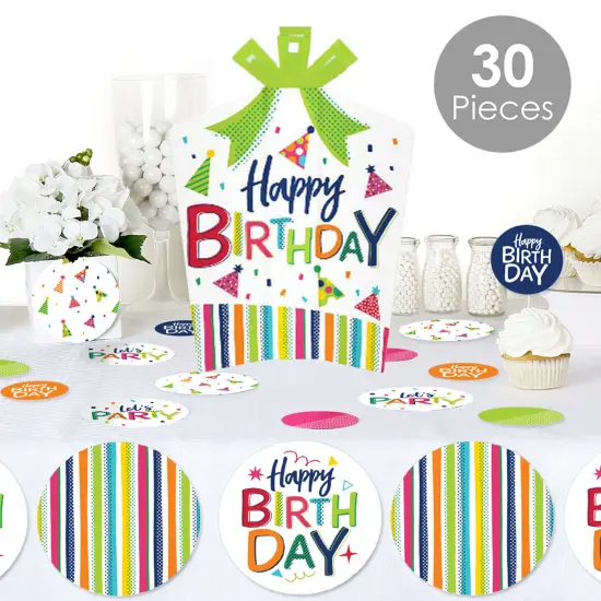Big Dot of Happiness Cheerful Happy Birthday - Colorful Birthday Party Decor and Confetti - Terrific Table Centerpiece Kit - Set of 30 {3}