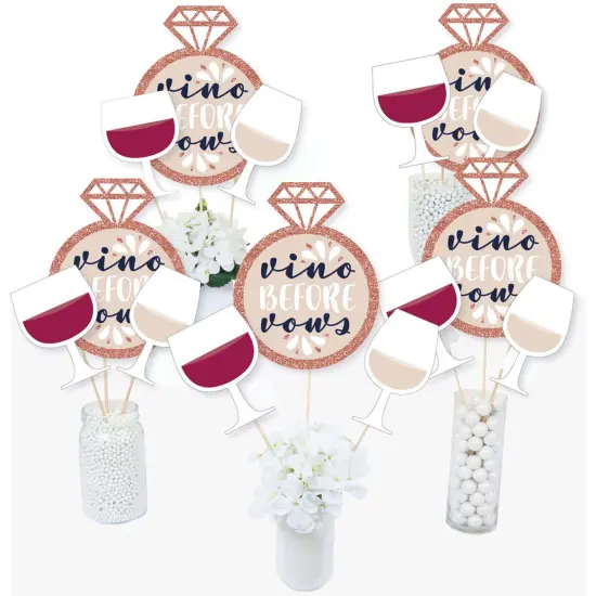 Big Dot of Happiness Vino Before Vows - Winery Bridal Shower or Bachelorette Party Centerpiece Sticks - Table Toppers - Set of 15 {3}