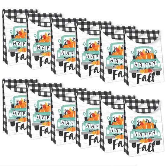 Big Dot of Happiness Happy Fall Truck - Harvest Pumpkin Gift Favor Bags - Party Goodie Boxes - Set of 12 {6}