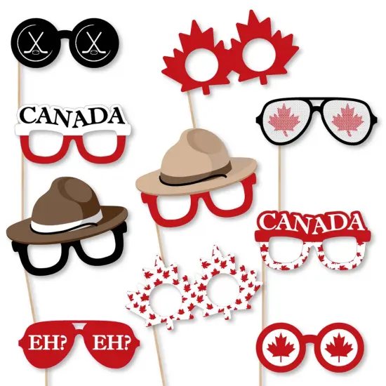 Big Dot of Happiness Canada Day Glasses - Paper Card Stock Canadian Party Photo Booth Props Kit - 10 Count {1}