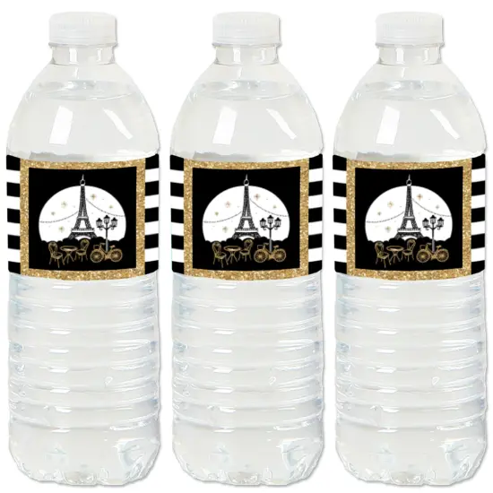 Big Dot of Happiness Stars Over Paris - Parisian Themed Party Water Bottle Sticker Labels - Set of 20 {1}
