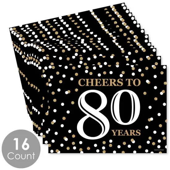 Big Dot of Happiness Adult 80th Birthday - Gold - Party Table Decorations - Birthday Party Placemats - Set of 16 {4}
