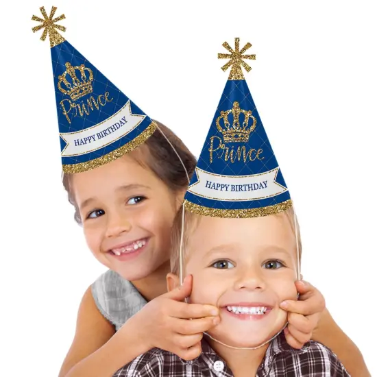 Big Dot of Happiness Royal Prince Charming - Cone Happy Birthday Party Hats for Kids and Adults - Set of 8 (Standard Size) {3}