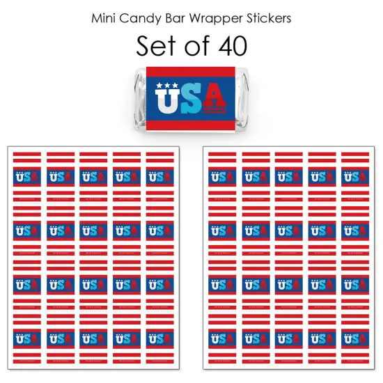 Big Dot of Happiness Firecracker 4th of July - Mini Candy Bar Wrapper Stickers -Party Small Favors - 40 Count {4}
