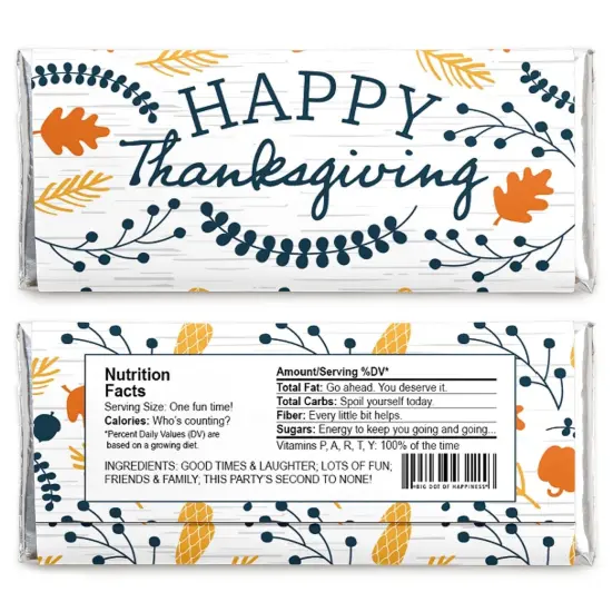 Big Dot of Happiness Happy Thanksgiving - Candy Bar Wrapper Fall Harvest Party Favors - Set of 24 {3}