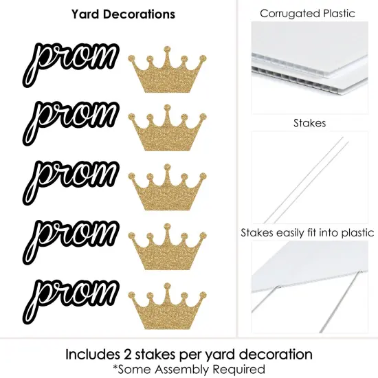 Big Dot of Happiness Prom - Crown Lawn Decorations - Outdoor Prom Night Party Yard Decorations - 10 Piece {7}