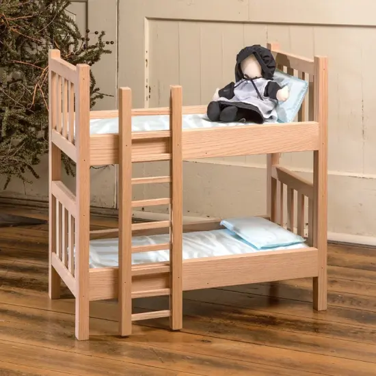 Eli & Mattie Amish Made Oak Bunk Beds Fully Assembled for 18 inch Dolls {3}
