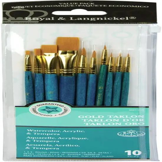 Royal & Langnickel(R) Gold Taklon Value Pack Brush Set-10/Pkg {1}