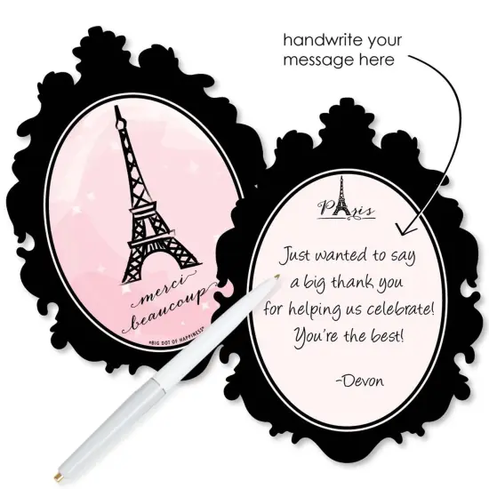 Big Dot of Happiness Paris, Ooh La La - Shaped Thank You Cards - Paris Themed Baby Shower or Birthday Party Thank You Cards with Envelopes - Set of 12 {3}