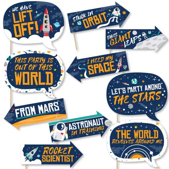 Big Dot of Happiness Funny Blast Off to Outer Space - Rocket Ship Baby Shower or Birthday Party Photo Booth Props Kit - 10 Piece {1}