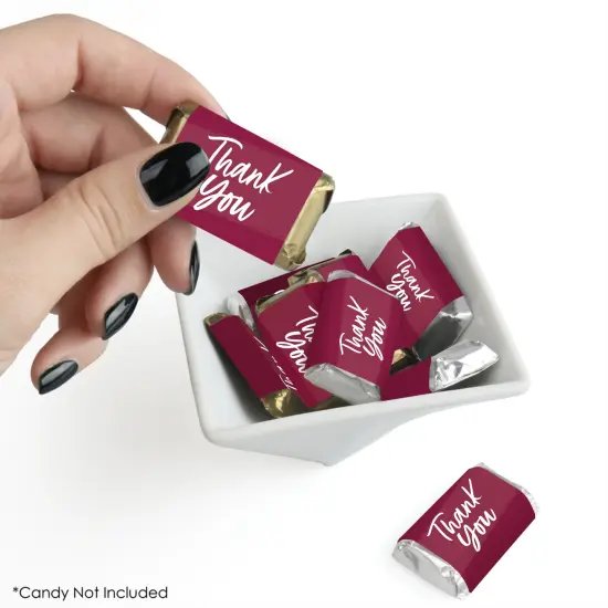 Big Dot of Happiness Burgundy Elegantly Simple - Mini Candy Bar Wrapper Stickers Party Small Favors 40 Ct {3}