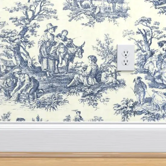 Pre-Pasted Wallpaper 2FT Wide Victorian Style Toile De Jouy Winter Season Outdoor Nature Vintage Custom Pre-pasted Wallpaper by Spoonflower {4}