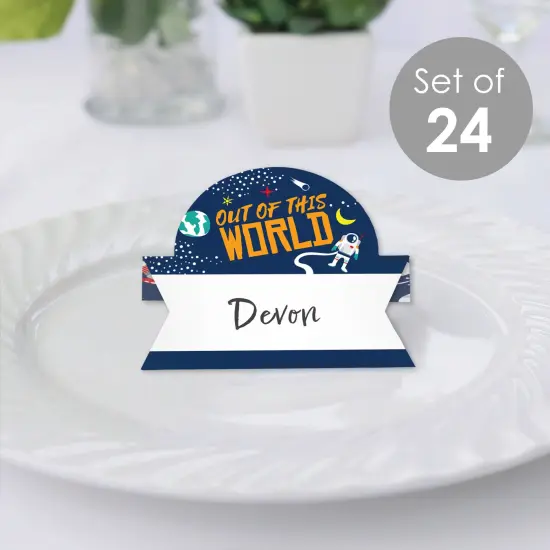 Big Dot of Happiness Blast Off to Outer Space - Rocket Ship Baby Shower or Birthday Party Tent Buffet Card - Table Setting Name Place Cards - 24 Ct {3}