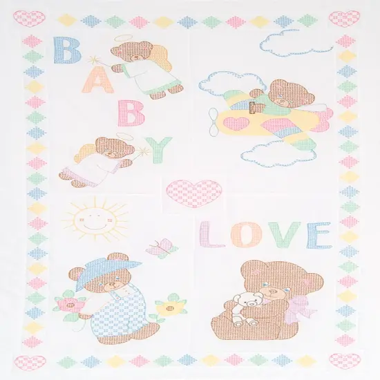 Jack Dempsey Stamped White Quilt Crib Top 40"X60"-Baby Love Bears {2}