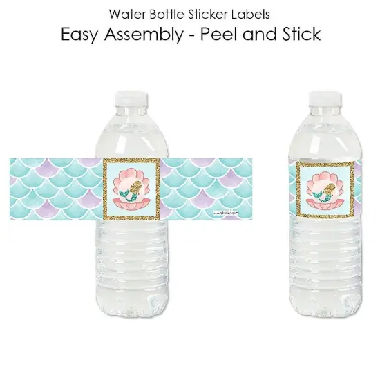 Big Dot of Happiness Let's Be Mermaids - Baby Shower or Birthday Party Water Bottle Sticker Labels - Set of 20 {3}