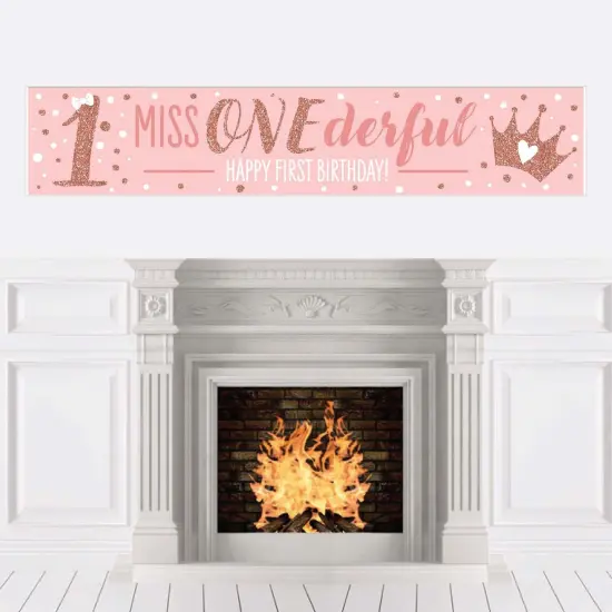 Big Dot of Happiness 1st Birthday Little Miss Onederful - Happy First Birthday Girl Decorations Party Banner {1}