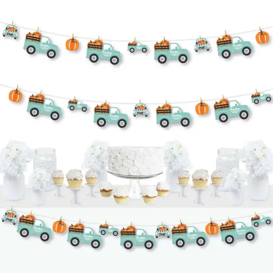 Big Dot of Happiness Happy Fall Truck - Harvest Pumpkin Party DIY Decorations - Clothespin Garland Banner - 44 Pieces {1}