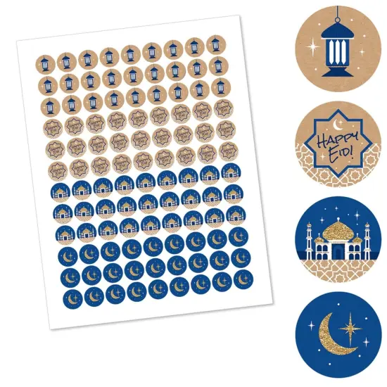 Big Dot of Happiness Ramadan - Eid Mubarak Round Candy Sticker Favors - Happy Eid - Labels Fits Chocolate Candy (1 sheet of 108) {3}