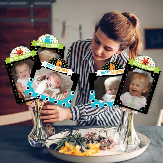 Big Dot of Happiness Monster Bash - Little Monster Birthday Party Picture Centerpiece Sticks - Photo Table Toppers - 15 Pieces {3}