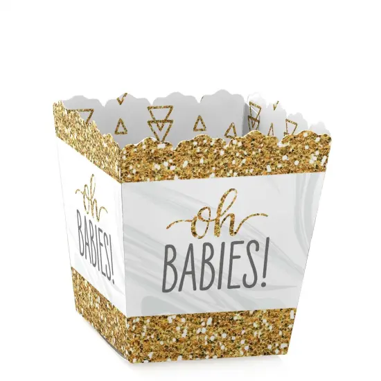 Big Dot of Happiness It's Twins - Party Mini Favor Boxes - Gold Twins Baby Shower Treat Candy Boxes - Set of 12 {1}