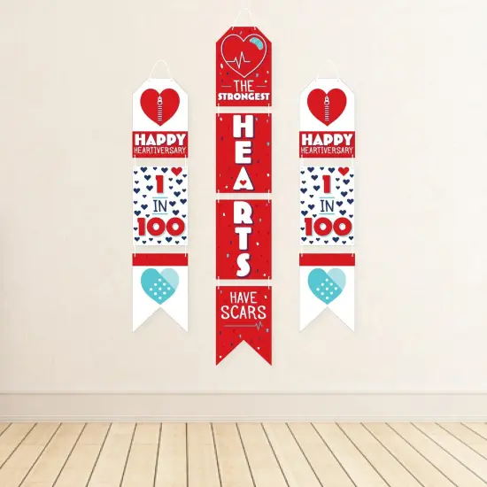 Big Dot of Happiness Happy Heartiversary - Hanging Vertical Paper Door Banners - CHD Awareness Wall Decoration Kit - Indoor Door Decor {4}