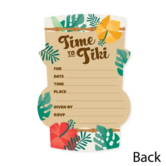 Big Dot of Happiness Tropical Luau - Shaped Fill-In Invitations - Hawaiian Beach Party Invitation Cards with Envelopes - Set of 12 {6}