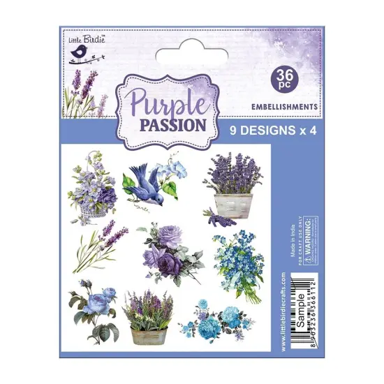 Little Birdie Ephemera Embellishment 36/Pkg-Purple Passion {2}