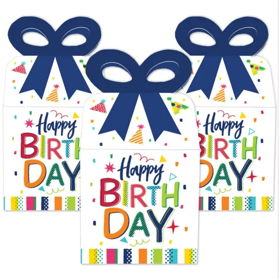 Big Dot of Happiness Cheerful Happy Birthday - Square Favor Gift Boxes - Colorful Birthday Party Bow Boxes - Set of 12 {3}