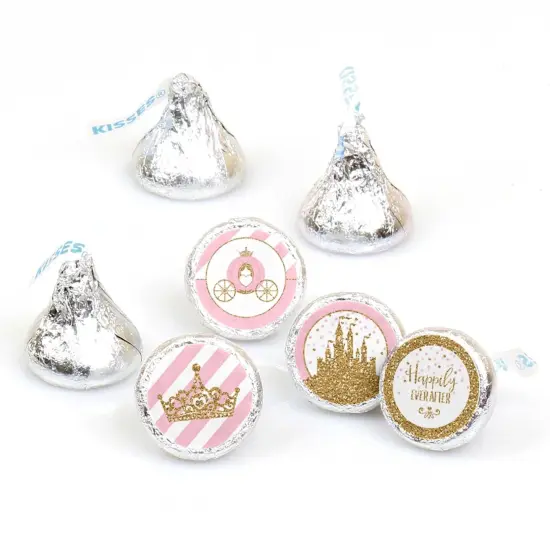 Big Dot of Happiness Little Princess Crown - Baby Shower or Birthday Party Round Candy Sticker Favors - Labels Fits Chocolate Candy (1 sheet of 108) {1}