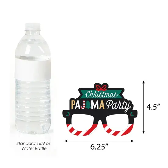 Big Dot of Happiness Christmas Pajamas Glasses and Masks - Paper Card Stock Holiday Plaid PJ Party Photo Booth Props Kit - 10 Count {6}