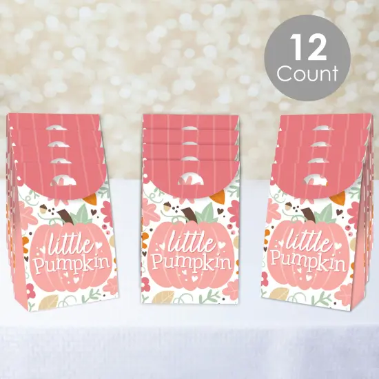 Big Dot of Happiness Girl Little Pumpkin - Fall Birthday or Baby Shower Gift Favor Bags - Party Goodie Boxes - Set of 12 {3}