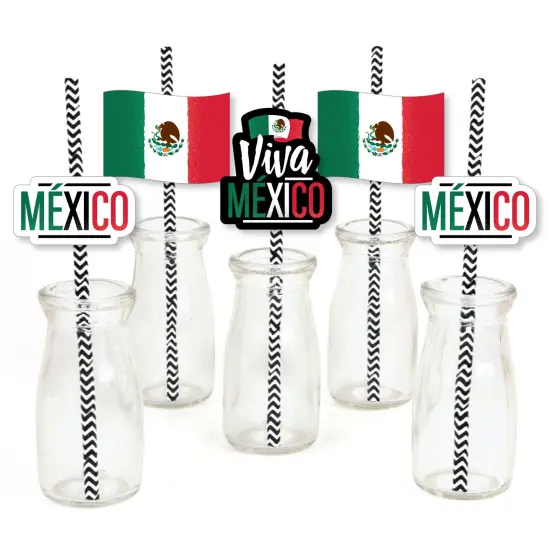 Big Dot of Happiness Viva Mexico - Paper Straw Decor - Mexican Independence Day Party Striped Decorative Straws - Set of 24 {1}