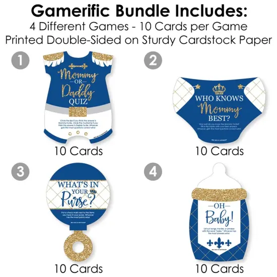 Big Dot of Happiness Royal Prince Charming - 4 Baby Shower Games - 10 Cards Each - Gamerific Bundle {4}