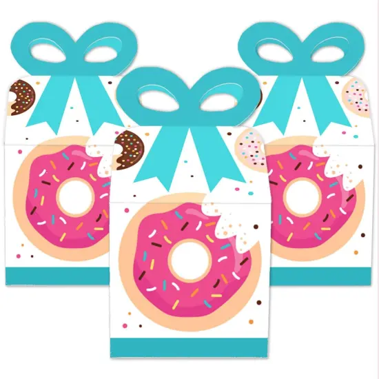 Big Dot of Happiness Donut Worry, Let's Party - Square Favor Gift Boxes - Doughnut Party Bow Boxes - Set of 12 {3}