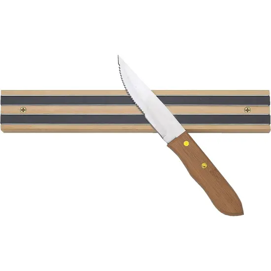 HIC Kitchen Magnetic Knife Holder and Tool Storage Bar, Wood, 12 inches {3}