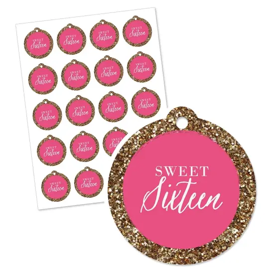 Big Dot of Happiness Chic 16th Birthday - Pink and Gold - Birthday Party Favor Gift Tags (Set of 20) {3}