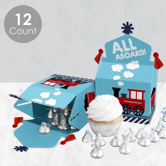 Big Dot of Happiness Railroad Party Crossing - Treat Box Party Favors - Steam Train Birthday Party or Baby Shower Goodie Gable Boxes - Set of 12 {4}