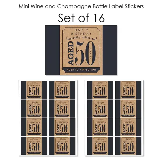 Big Dot of Happiness 50th Milestone Birthday - Mini Wine and Champagne Bottle Label Stickers - Birthday Party Favor Gift for Women and Men - Set of 16 {7}