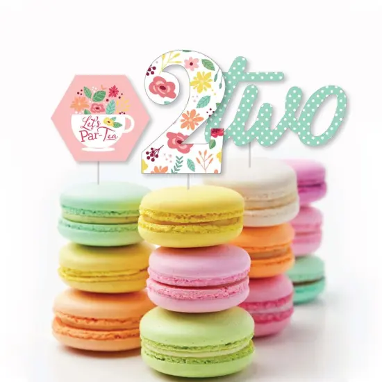 Big Dot of Happiness 2nd Birthday Tea for Two - Dessert Cupcake Toppers - Garden Second Birthday Party Clear Treat Picks - Set of 24 {6}