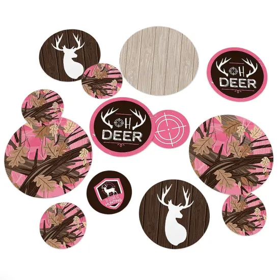 Big Dot of Happiness Pink Gone Hunting - Deer Hunting Girl Camo Baby Shower Birthday Party Giant Circle Confetti - Party D&eacute;cor - Large Confetti 27 Ct {1}