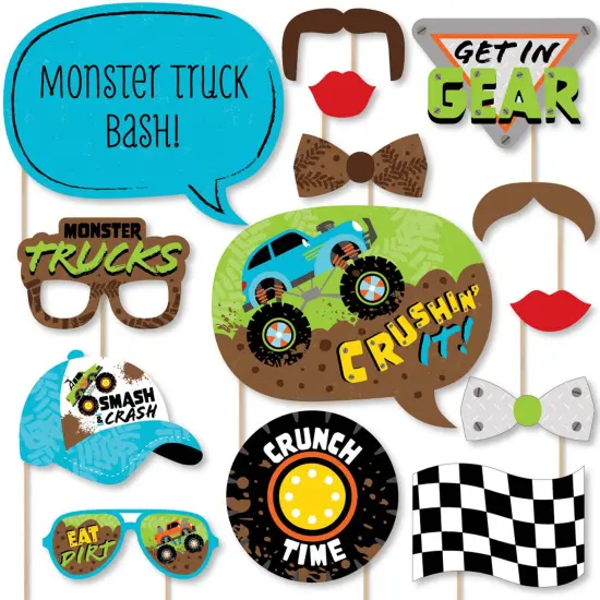 Big Dot of Happiness Smash and Crash - Monster Truck - Boy Birthday Party Photo Booth Props Kit - 20 Count {1}