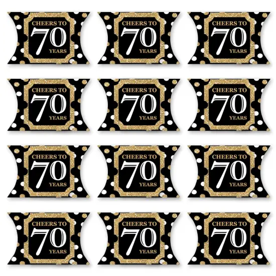 Big Dot of Happiness Adult 70th Birthday - Gold - Favor Gift Boxes - Birthday Party Large Pillow Boxes - Set of 12 {6}