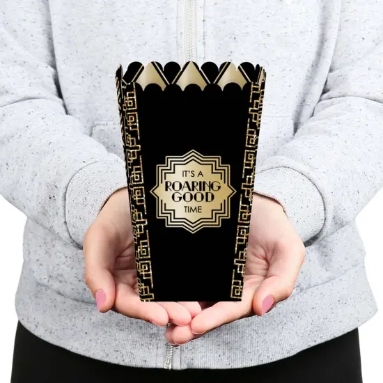 Big Dot of Happiness Roaring 20's - 1920s Art Deco Jazz Party Favor Popcorn Treat Boxes - Set of 12 {6}